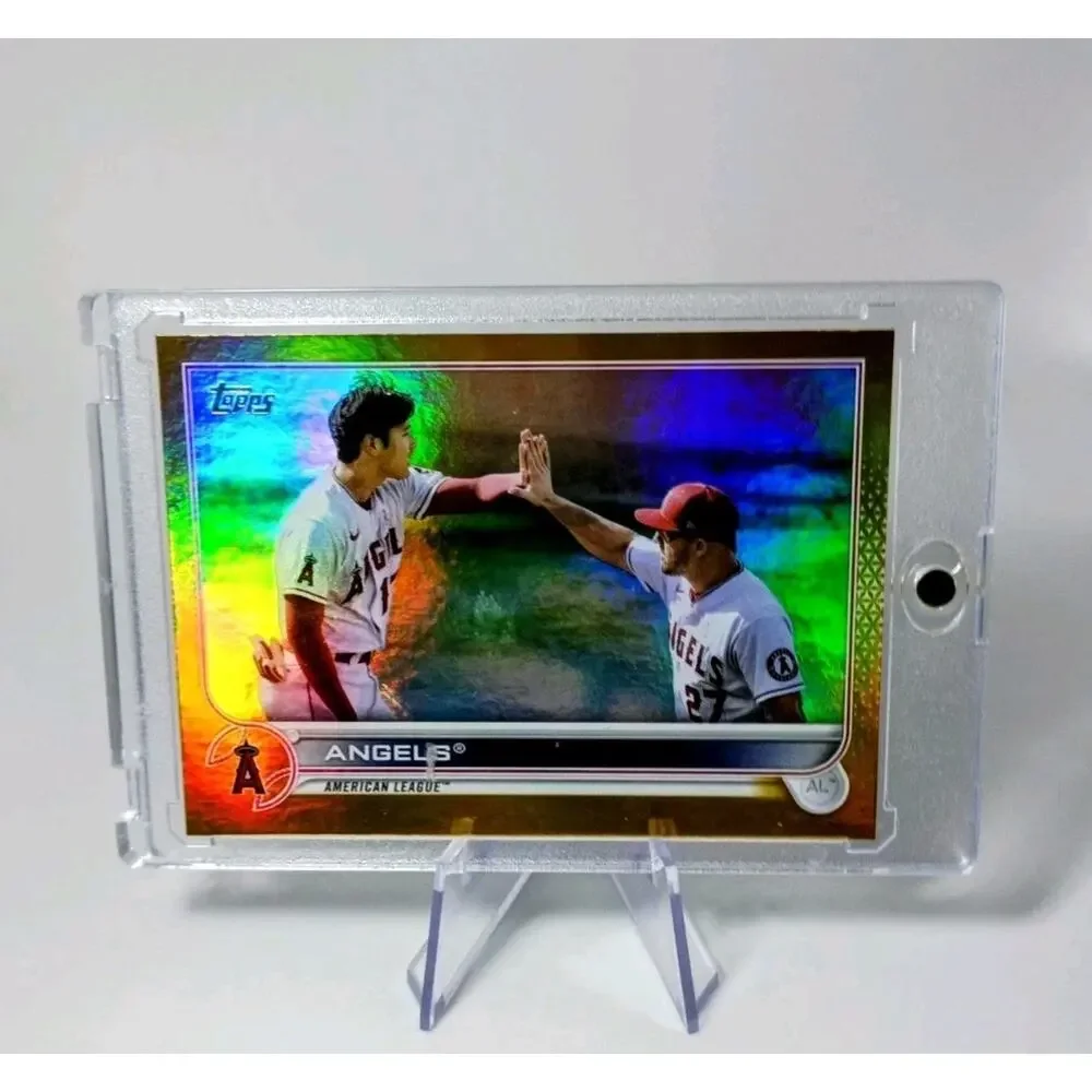 Shohei Ohtani & Mike Trout #159 Topps Angels American League Gold REFRACTOR 2022